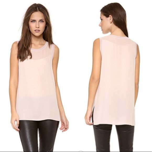 Vince Tops - Vince Sheer Silk Sleeveless Blouse Tank Top Womens Pink Medium Classic